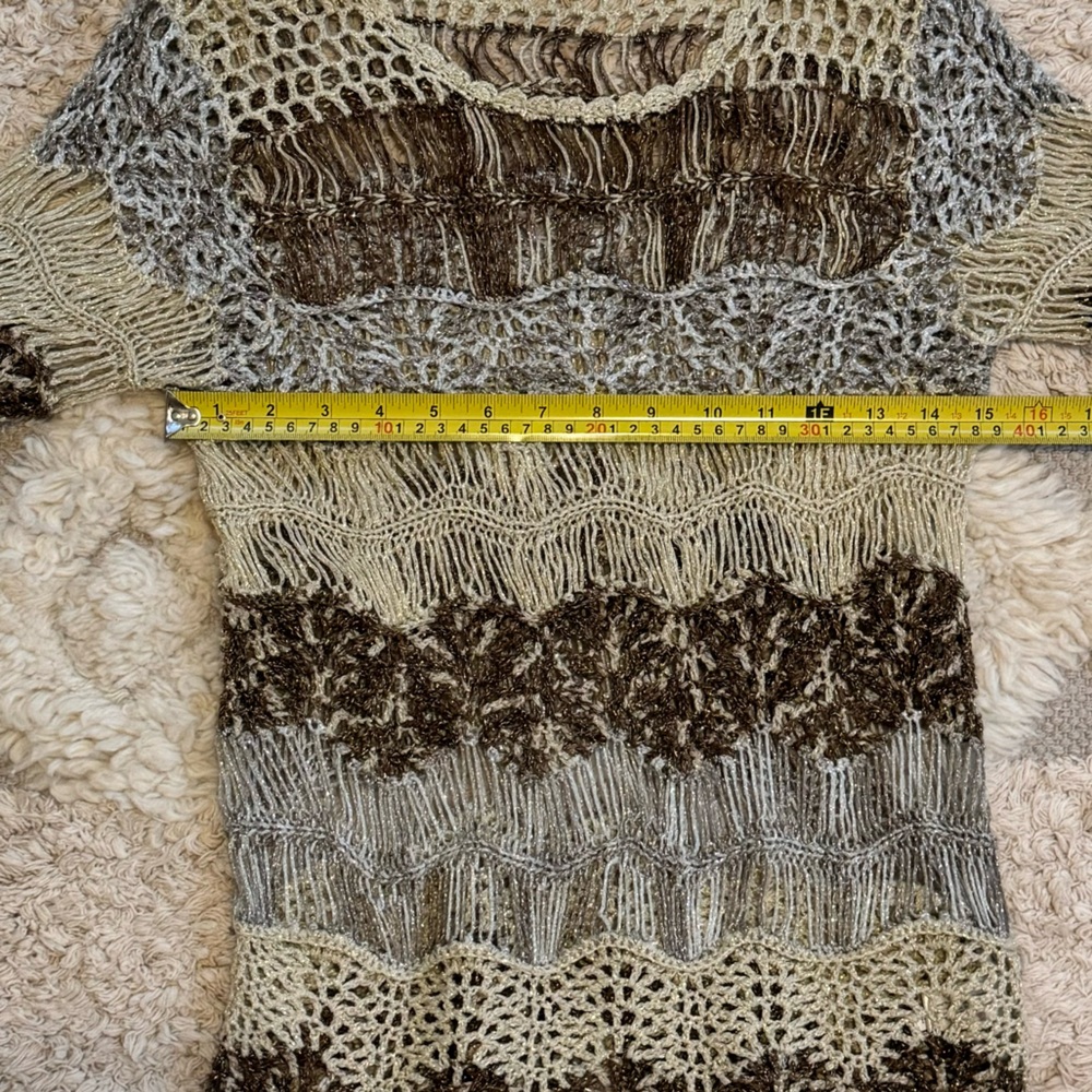BOSTON PROPER Knit Woven gold tan brown Top - Size xs - Picture 6 of 8